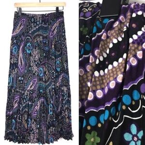 NYC DESIGN CO Skirt Maxi Paisley Peasant Glitter Whimsigoth Accordion Medium